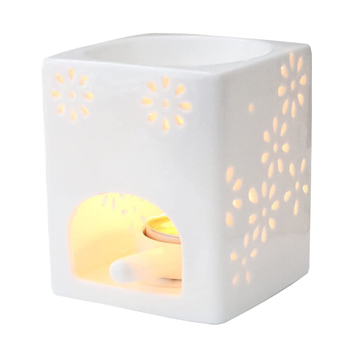 Ceramic Essential Oil Burners, Ceramic Tealight Candle Holders, Aroma Burners Holder Diffuser with Candle Spoon, Lovely Night Fragrance Lamp for Home Bedroom Office Decoration, Warm Gift C