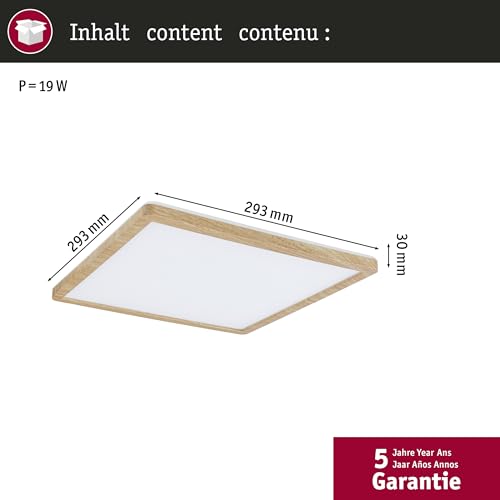 Plafonnier LED carré 16W Atria Shine Paulmann blanc chaud 3000K