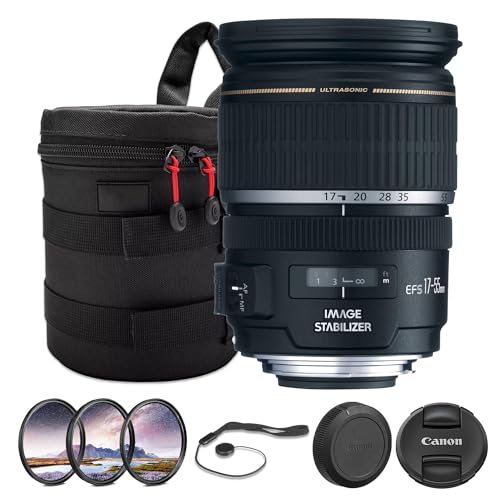 Canon EF-S 17-55mm f/2.8 is USM Lens | Professional APS-C Standard Zoom with Constant f/2.8 Aperture, Optical Image Stabilization & Fast USM AF | for Portraits & Events (1242B002) + Filter Kit + More