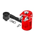 Ishino 汎用 オイルキャッチタンク 300ml レッド 円柱型 アルミ製 フリーザーフィルタ バイク 車 カー用品 MC-OILTK300-RD