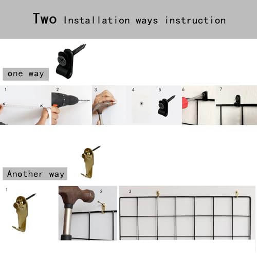 MOIUCUN Wandgitter, Fotowand Dekoration, Schreibtisch Deko,Memotafeln für Küche, Wohnzimmer, Schlafzimmer,Größe 44 cm x 30 cm, 2er Set (Weiß)
