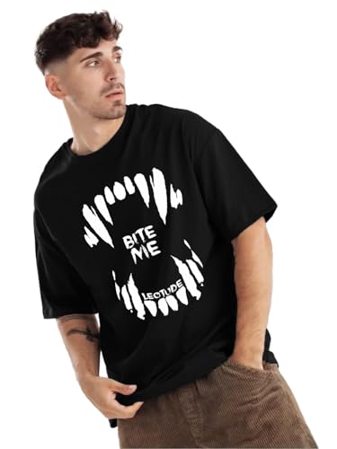 Image of TROND️ Premium Men's 100% Cotton Oversized Half Sleeve Printed Branded T-Shirt (Color Black)