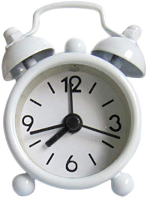 YuanHolumid White Classic Analog Alarm Clock Home Decoration Cute Small Metal Alarm Clock Cool Creative Alarm Clock Halloween