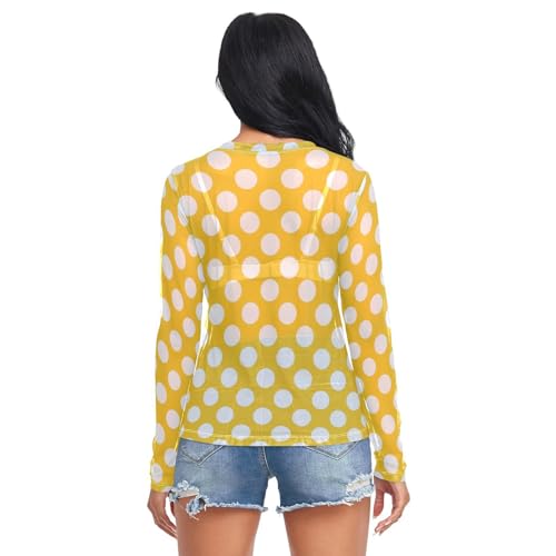 Halloween Polka Dot Long Sleeve Sheer Blouse Mesh Sheer Tops O Neck Clubwear for Women4