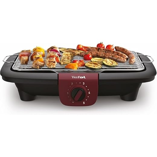 Aigostar Elektrischer Tischgrill, Partygrill, Einstellbarer Thermostat, Fettauffangschale, Langsam- und Schnellgaren, Leistung 2000 W, Schwarz 4 Tefal BG90E5 Easygrill Adjust Elektro- Tischgrill | 2300 Watt | 720 cm² Grillfläche | Einfache Reinigung | Schwarz/ Burgunderrot