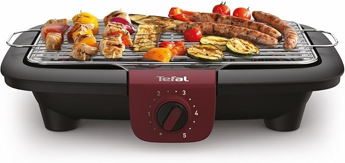 Tefal Easygrill Adjust Red Elektrogrill, 2300 Watt Tischgrill, 870 cm² Grillfläche, einfache Reinigung, Grillrost und Tropfschale spülmaschinenfest, vollständig zerlegbar,...