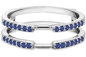 Blue Sapphire Halo Ring Enhancer Guard in 14k Gold-Plated Silver