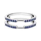 Blue Sapphire Enhancer Guard For Women, 14k Gold Plated Silver Blue Sapphire Wrap Ring, Enhancer Ring Guard, Enhancer Ring