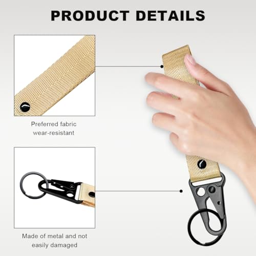 Image of Wevdn Car Key Chain, Fabric Metal Practical Multifunctional Motorcycle Keychain, Anti-Lost Keychain with O-Ring for Men Women (Beige)