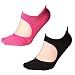 Yoga Socks Non Slip Skid Pilates Ballet Barre with Grips Cotton For Women Men (Rose&black)