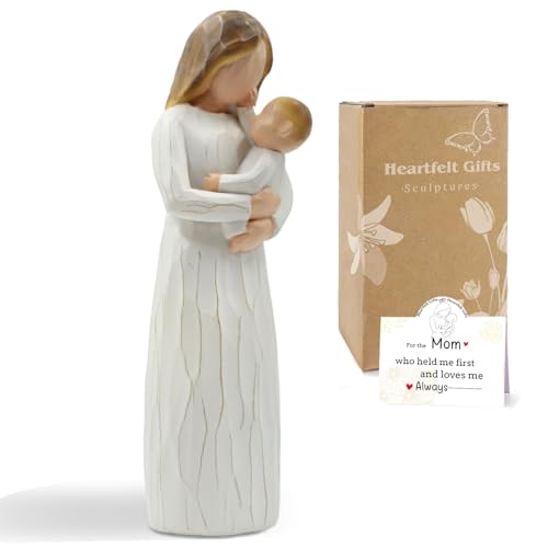 Figura decorativa madre y bebé de resina pintada a mano