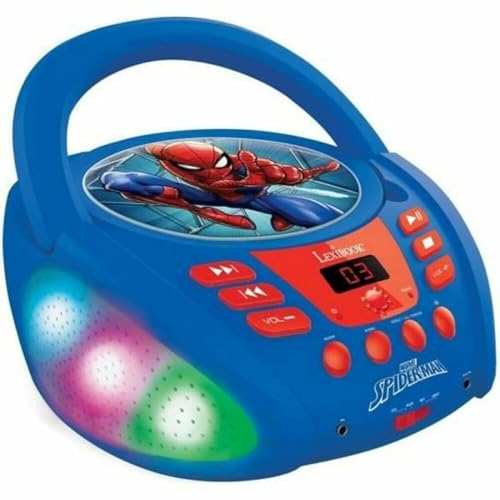 Lexibook, Spider-Man, Lecteur CD Bluetooth pour Enfants - Portable, Effets Lumineux, Prise Micro, Entrée aux-in, Pile ou Secteur, Filles, Garçons,...