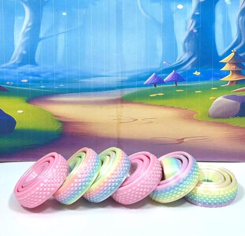 6 pcs Gyro Fidget Spinner - Stress Relief Fidget Toy - Stocking Stuffer - Assorted Colors Gyro Fidget Toy for Adults - Reduces Stress & Anxiety Toy-mac