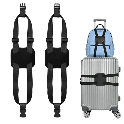 Ceinture Valise, Sangle Bagage Réglable Élastique pour Fixer Un Sac sur Valise à Poignée Télescopique, Sangles pour Valises en Cuir PU, Accessoire Voyage...