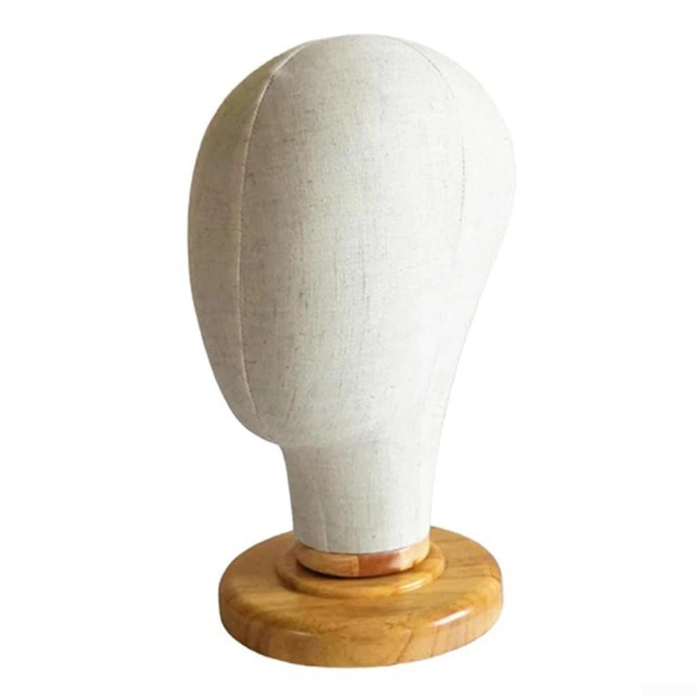 Testa di supporto per parrucche in lino e in legno stabile supporto per
