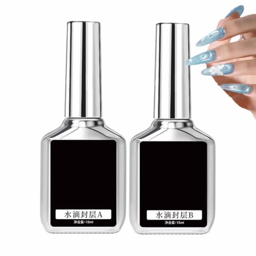 Gel top coat efecto gota de agua para lucir una manicura con brillo en el hogar y salón de belleza