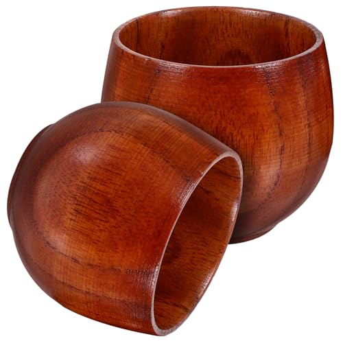 COLLBATH Set of 2 Japanese Wooden Sake Glasses Tea Cups 50ml Perfect for Hosting