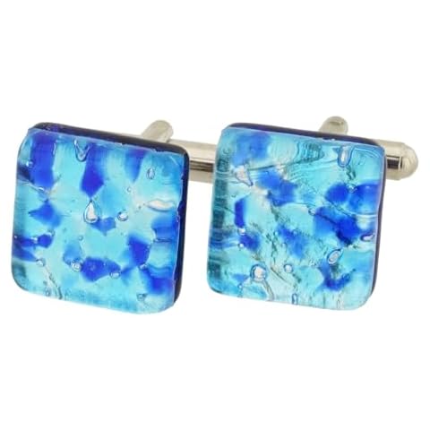 GlassOfVenice Aqua Blue Murano Cufflinks Cover