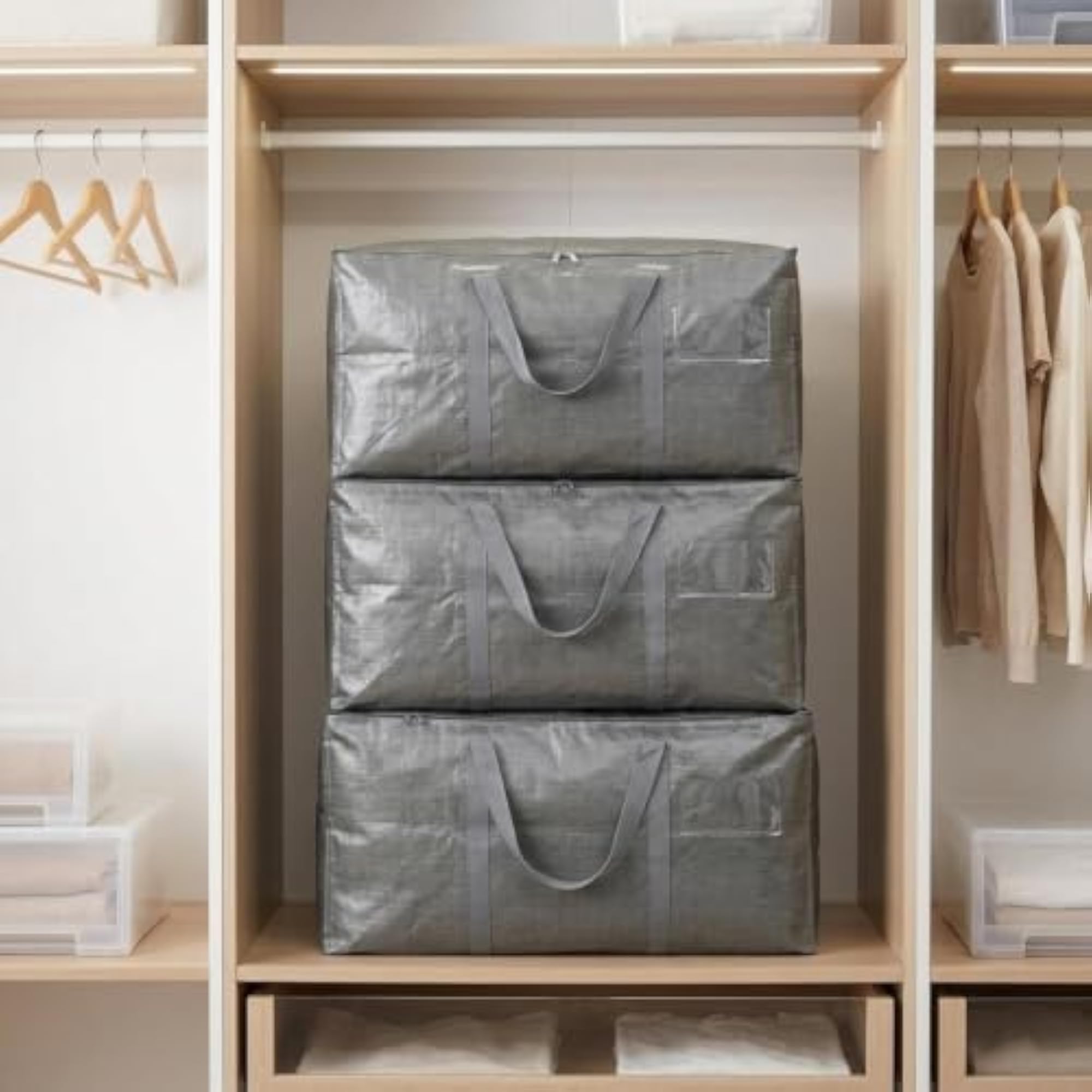 4 Pack Foldable Storage Bag, Heavy Duty