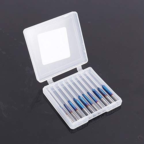 Image of FoxAlien 10pcs Triangular CNC Router Bits V-Bit, 60 Degree 0.1mm Engraving Bits, 1 /8 inch Shank Nano Blue Coating Sharp Pyramid Bits for Acrylic Wood MDF Aluminum Lettering Sign Making