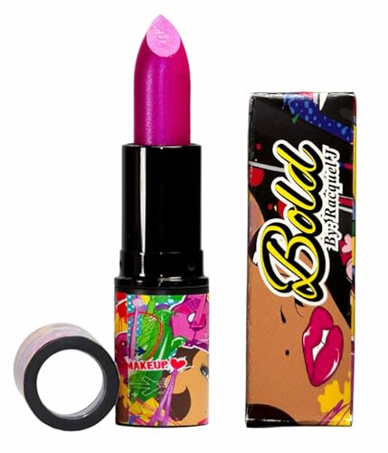 Bold by RacquelJ Flaming Fuchsia Lipstick – Hot Pink Satin Lip Color, Long Lasting Hydrating Formula, Full Coverage Smooth Finish, Cruelty-Free Makeup (0.14 oz)