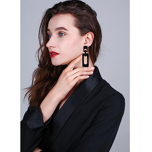 Boho Lightweight Retro Simple Acrylic Splicing Rectangle Earrings for Women Creative Exaggerated Statement Dangle Drop Earrings Jewelry3