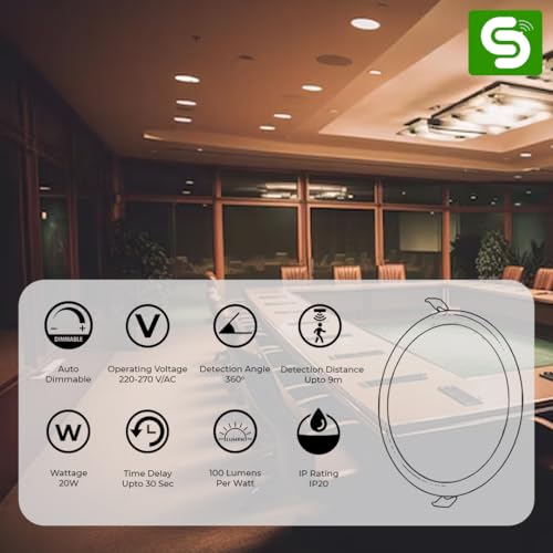 Image of 20W Motion Sensor Round LED Panel Light Cool White ESY-L20RED