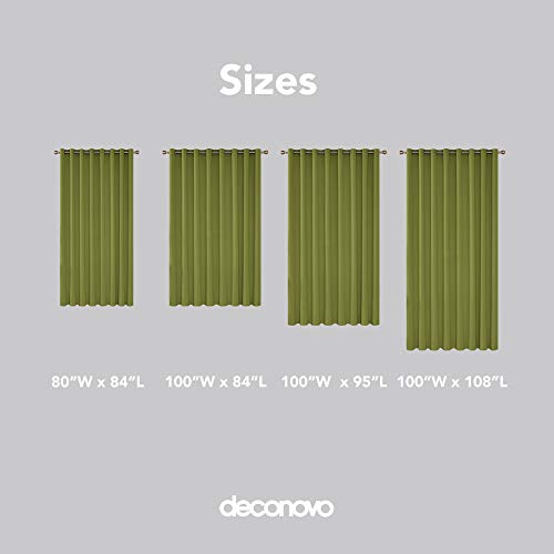 Image of Deconovo Blackout Grommet Top Drapes Girls Room Wide Width Curtains | Sliding Door Curtain 1 Panel, Wide Blackout Curtain, Privacy Drape for Patio Door, Green, 100 x 95 Inch