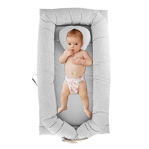Oenbopo Baby Lounger Cotton Breathable Baby Bassinet Portable Sleeping Baby Bed for Cuddling