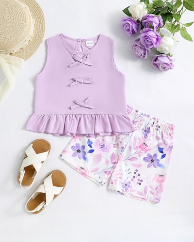 Image of Weebaby Toddler Girl Clothes Baby Summer Outfits Sleeveless Halter Top Ruffle Short Set Cute Kids Clothes Girls