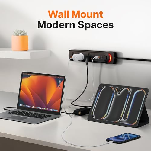 Image of Geonix PowerSpan U3 | Extension Board /Strip, 1500 Watts, 6 Amps, 1x Type C Port, 3X Universal Socket, 2X USB Port, LED Indicator, On /Off Switch, Wall Mountable, 3mtr Long Pure Copper Cable (Black)
