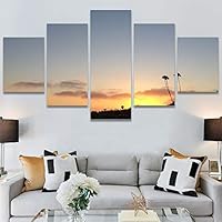 SIGNWIN 5 Panel Canvas Wall Art Multicolor Nature Neon Photography Trees Tropical for Home Decorations Ready to Hang - 60