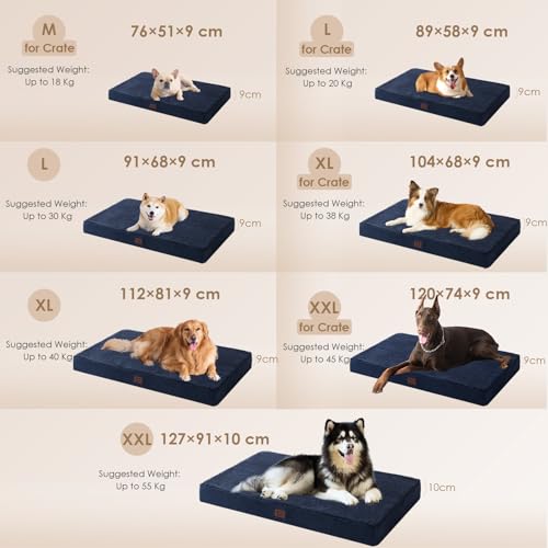 EHEYCIGA Orthopedic Dog Beds Large Mattress with Removable Washable Cover for Crate Navy, 89x58x9cm, 89 x 58 x 9 cm (L x W x H) - Image 2