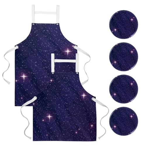 Tablier de serveuse galaxie pour bar et bistrot avec 4 broches pratiques