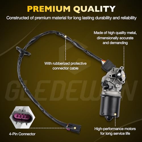 Image of Gledewen 88958223 25809218 Front Windshield Wiper Motor 4-Pin Compatible with Chevy Colorado 2004-2012 & GMC Canyon 2004-2012 & Isuzu i-280 /i-350 2006, i-290 /i-370 2007-2008