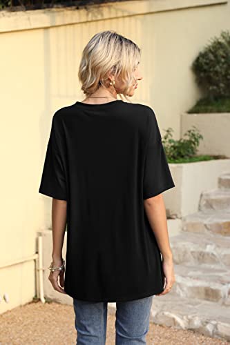 Iandroiy Womens Short Sleeve Tops Dolman V Neck T-Shirts Summer Casual Tunic Tops2