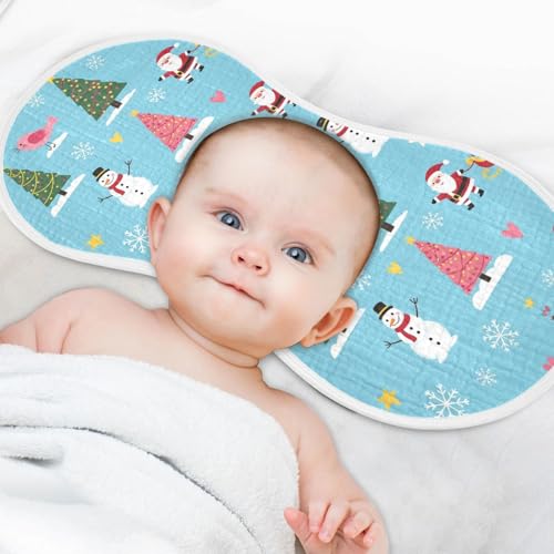 2 Pack Muslin Burp Cloths Christmas Santa Snowman Blue Cotton Baby Burp Cloths Absorbent Soft Burping Cloth Washcloths for Baby Boys Girls, Large 22" x 11"4