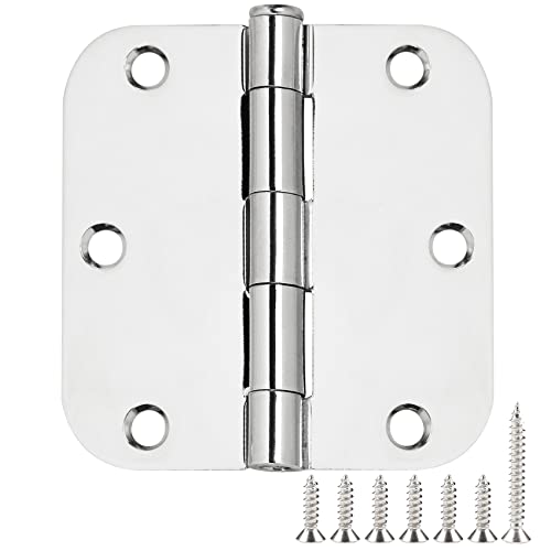 Image of 42 Pack Interior Door Hinges Polished Chrome 3.5 inch X 3-1 /2 inch 5 /8 Radius,3 inchBright Sliver Round Standard Hinge for Doors DIY Assembly Bifold Table Hardware Kit Home Accessories House Eseentials
