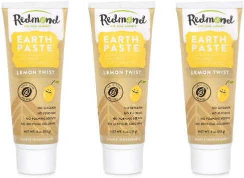 REDMOND - Earthpaste All Natural Non-Fluoride Vegan Organic Non GMO Real Ingredients Toothpaste, Lemon Twist, 4 Ounce, (3 Pack)