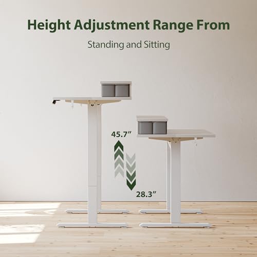 Image of Agilestic 48 x 24 Inches Electric Standing Desk with 2 Storage Drawers, Adjustable Height Sit and Stand Computer Table with Splice Board, White