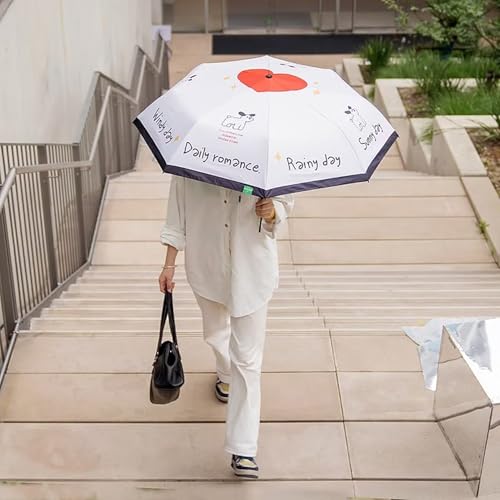Image of House of Quirk 3-Fold Travel Umbrella - Auto Open /Close Ultra Light and Small Mini Umbrella with Carrying Pouch