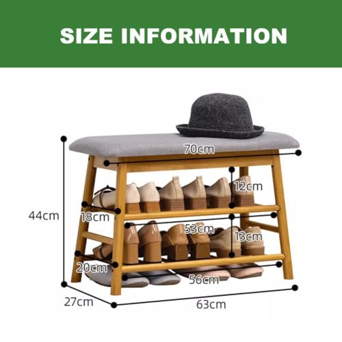Zapatero de bambú con asiento para pasillo dormitorio y baño de 63x83 cm 3