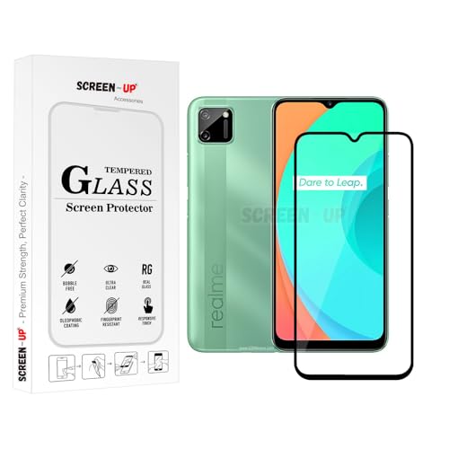 Image of ScreenUp Tempered Glass For Realme C11 - Ultra Clear, 9H Scratch Resistant, Full Coverage, Easy Install Screen Protector