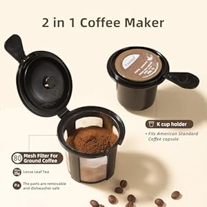 Single Serve K Cup Coffee Maker 2 in 1 Machine,6 to 14 Oz Brew Sizes,Auto Shut Off & Reusable Filter,Use Coffee Capsule&Ground Coffee&Loose Leaf Tea,Sykaffee Black Single Serve K Cup Coffee Maker 2 in 1 Machine6 to 14 Oz Brew SizesAuto Shut Off Reusable FilterUse Coffee CapsuleGround CoffeeLoose Leaf TeaSykaffee Black