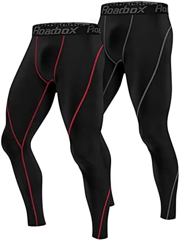 Roadbox 1, 2 or 3 Pack Men's Compression Pants Athletic Base Layer Cycling Tights Leggings for Running Yoga Basketball