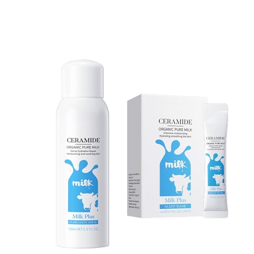 Gesichtsspray, Ceramid Gesichtsspray Mit Milchextrakt, 150ML Feuchtigkeitsspendendes Gesichtswasser Spray, Mit 20PCS Ceramide Milk Sleeping Mask, Machen Die Haut Weiß, Glatt Und Glänzend
