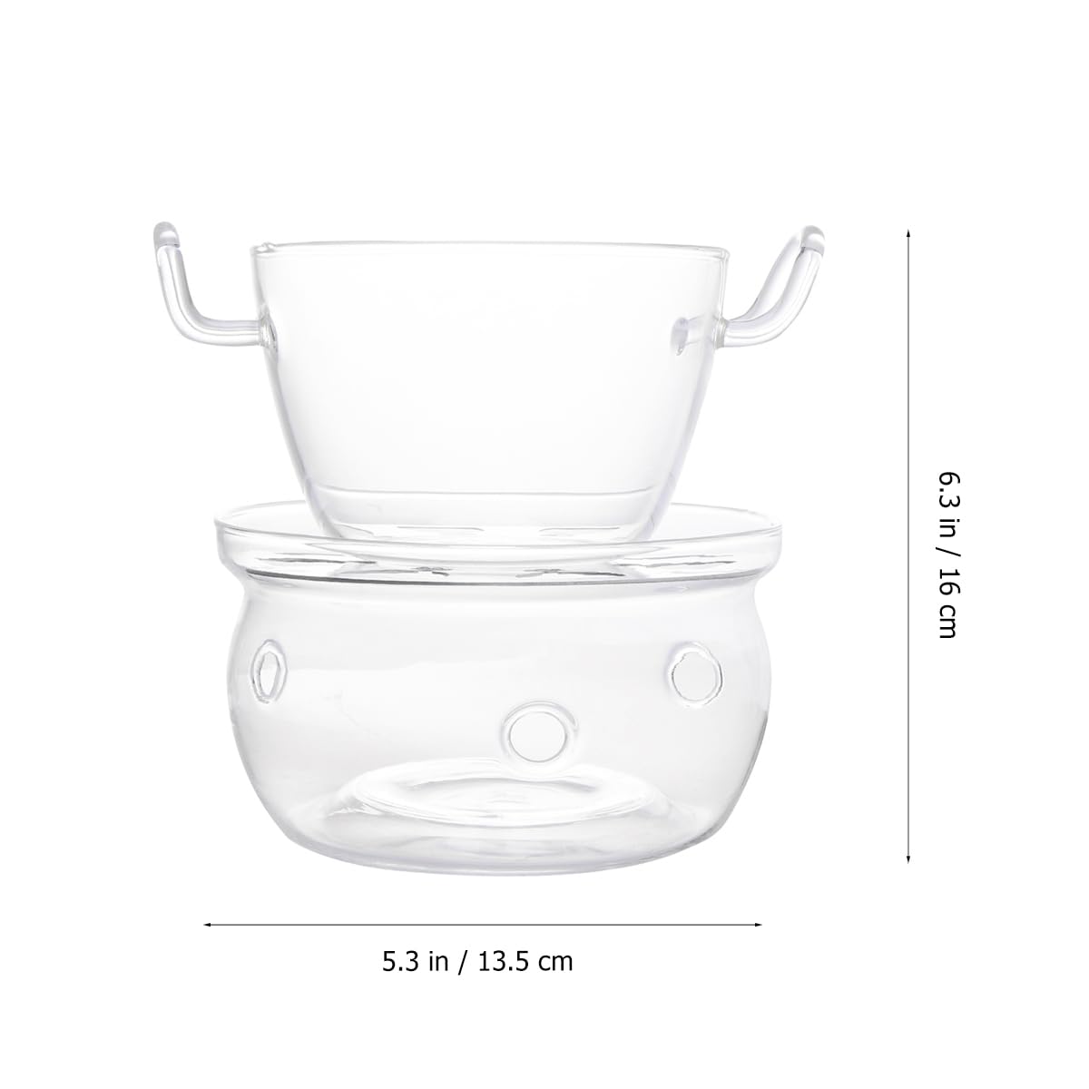 Juego de 1 olla doble para derretir chocolate de vidrio transparente para derretir chocolate, cuenco a prueba de calor para velas de caramelo de mantequilla de queso, 1 juego 5