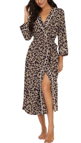 Image of PrinStory Womens Robe Long Knit Bathrobe Lightweight Soft Robes Ladies Bath Robe