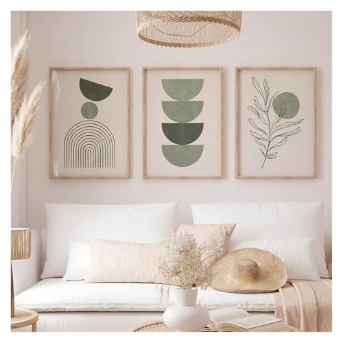 Affiche Murale Abstraite Verte pour Salon Moderne Toile Géométrique - 4