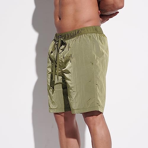 Men's Thin Beachwear Sports Board Shorts Shiny Fitness Shorts B43562